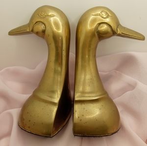 Vintage Brass Duck Bookends (2)